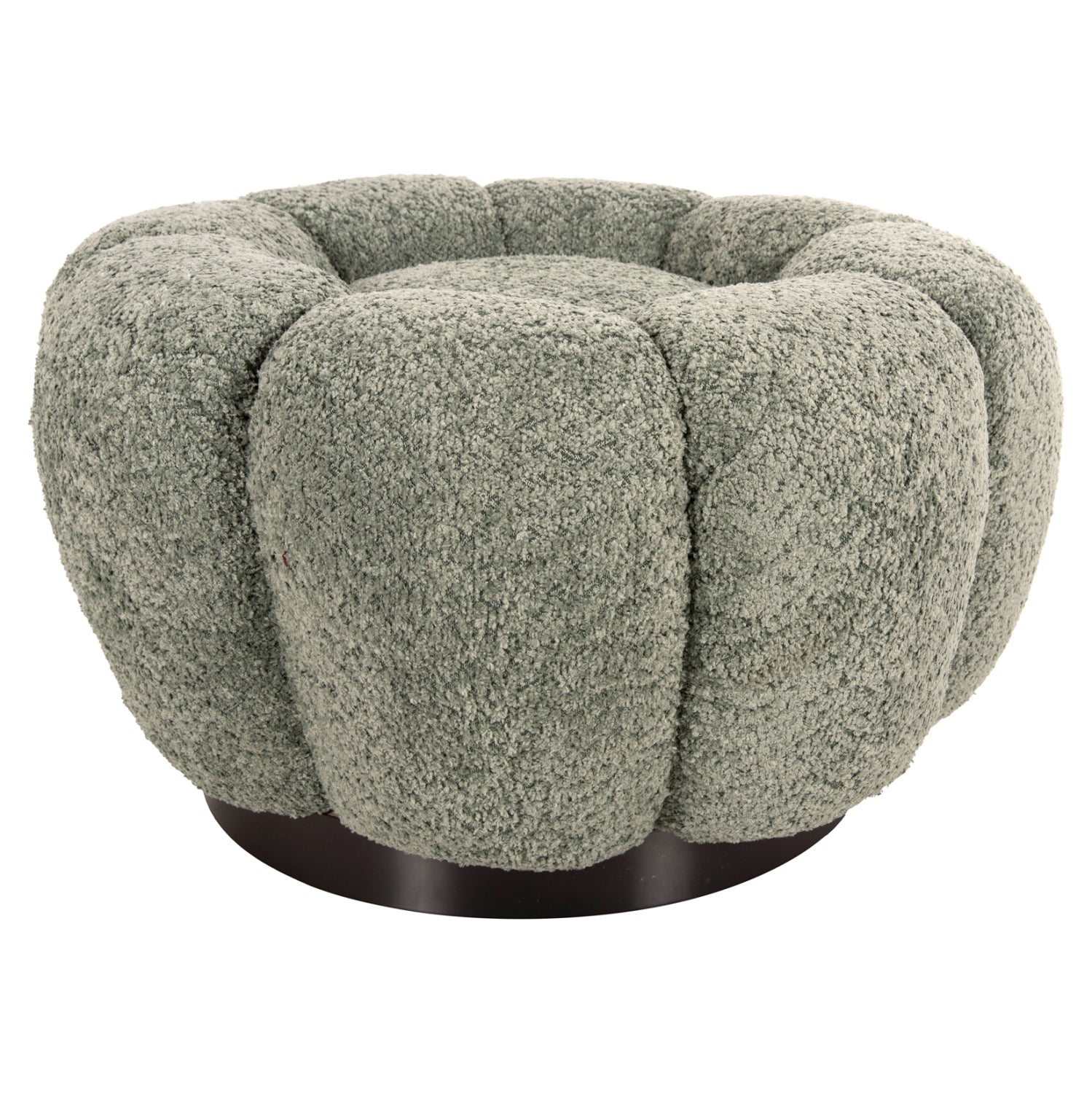 SET SWIVELLING ARMCHAIR WITH ROUND STOOL GRYMM HM10928.05 PISTACHIO GREEN BOUCLE FABRIC