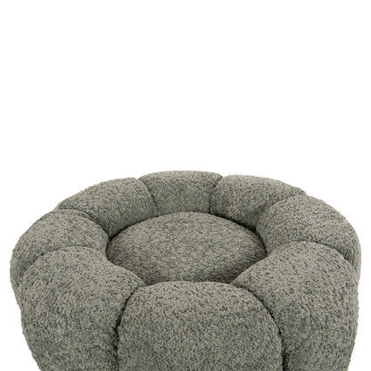 SET SWIVELLING ARMCHAIR WITH ROUND STOOL GRYMM HM10928.05 PISTACHIO GREEN BOUCLE FABRIC