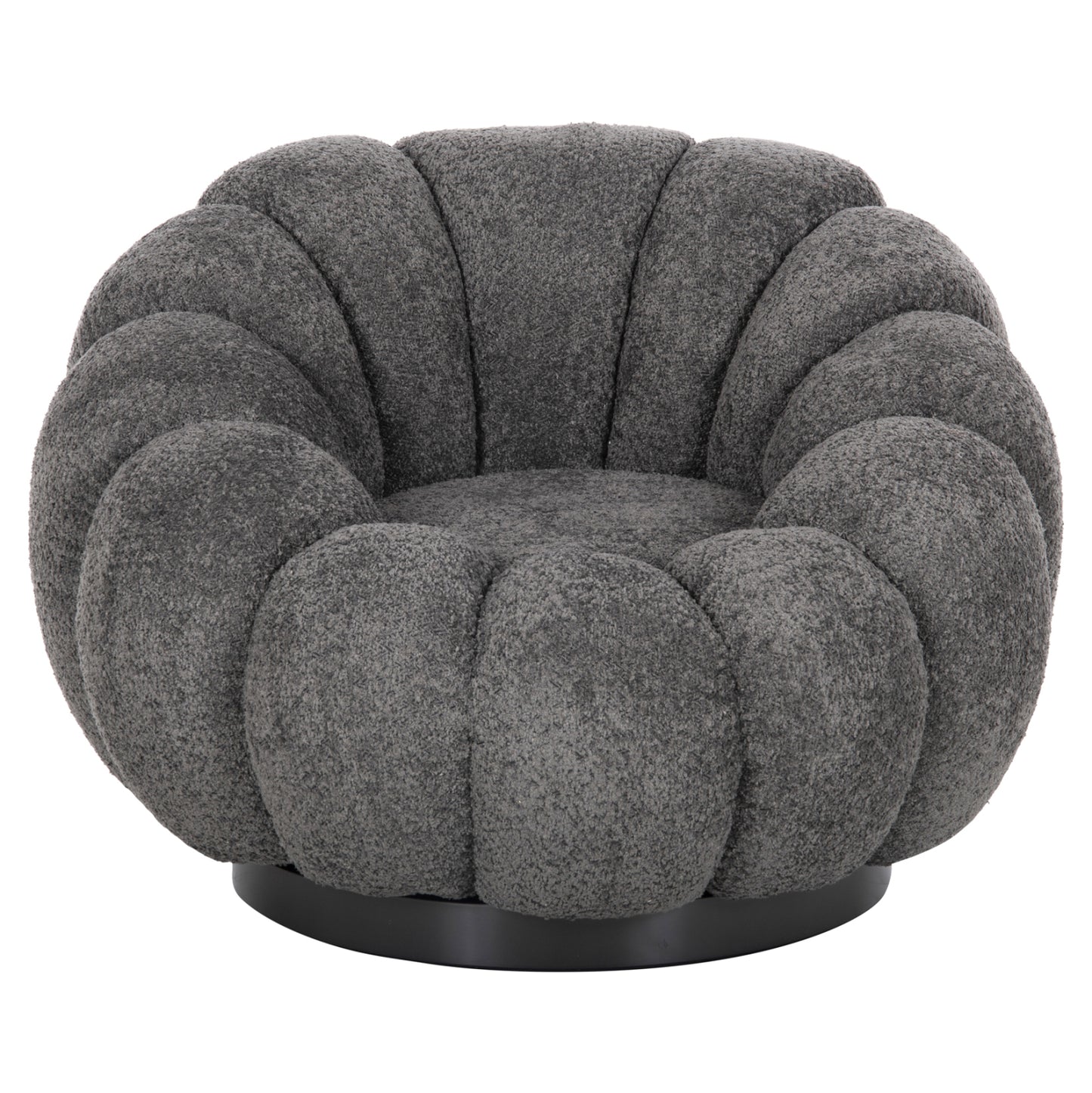 SET SWIVELLING ARMCHAIR WITH ROUND STOOL GRYMM HM10928.01 GREY BOUCLE FABRIC