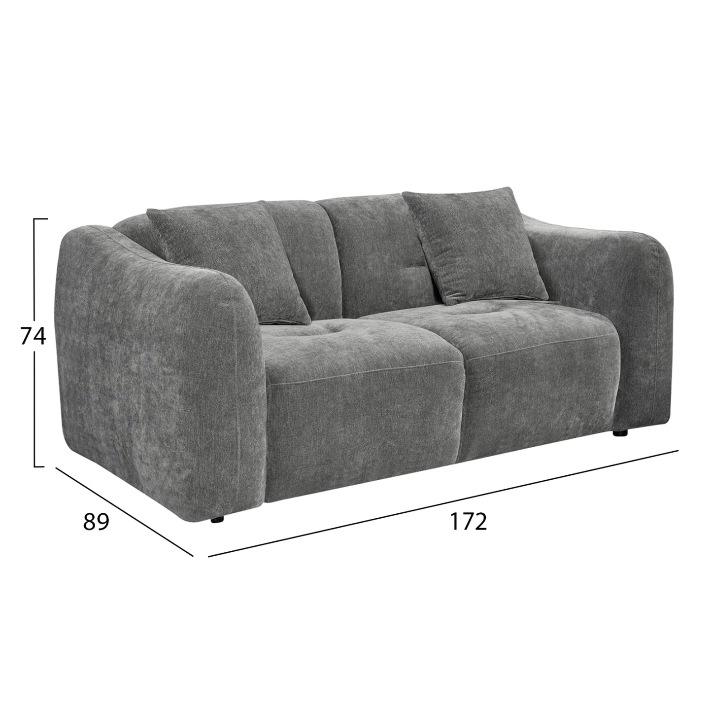 SOFA SET 2PCS JUNOA HM10819.01 GREY FABRIC