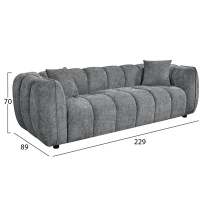 SOFA SET 2-SEATER & 3-SEATER LYKKE HM10812.01 GREY FABRIC