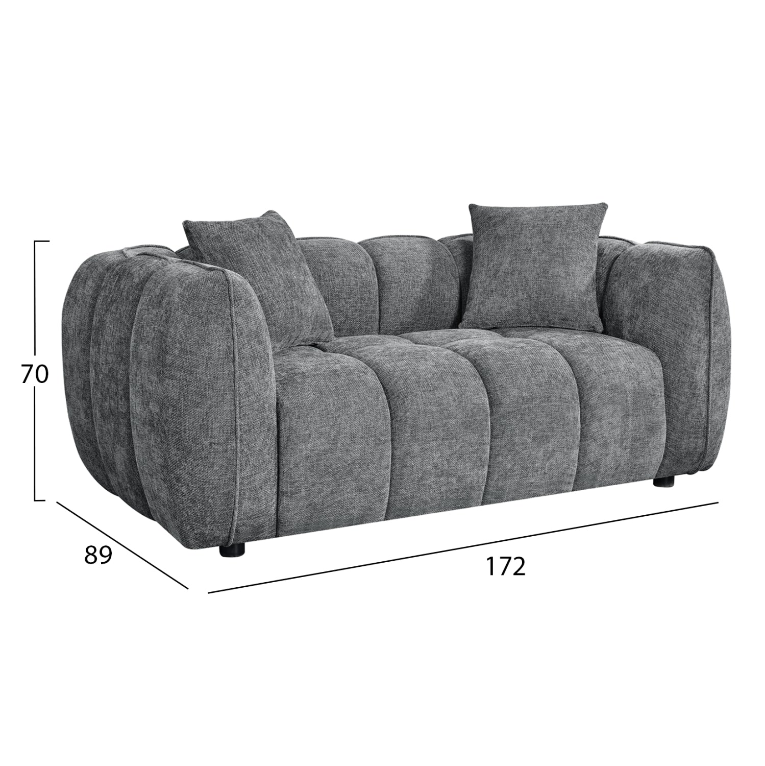 SOFA SET 2-SEATER & 3-SEATER LYKKE HM10812.01 GREY FABRIC