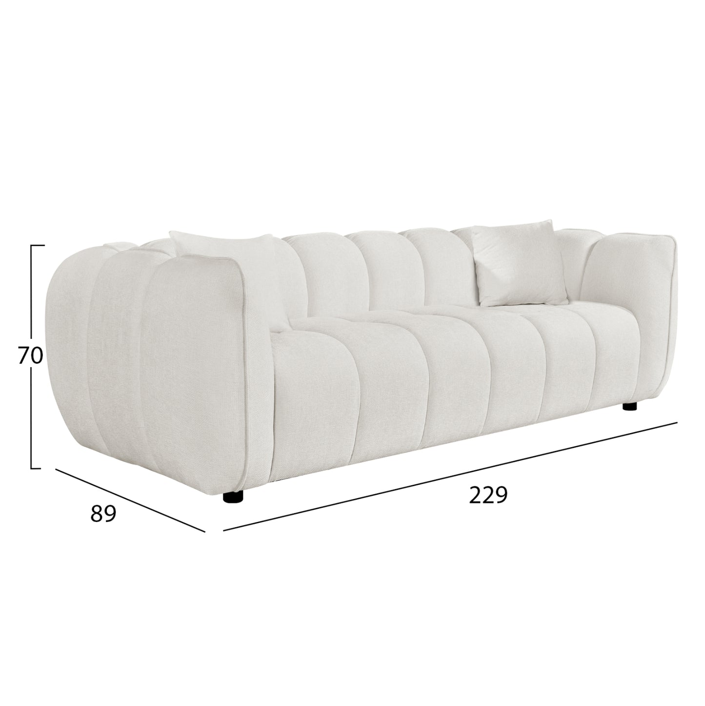 SOFA SET 2-SEATER & 3-SEATER LYKKE HM10812.02 ECRU FABRIC