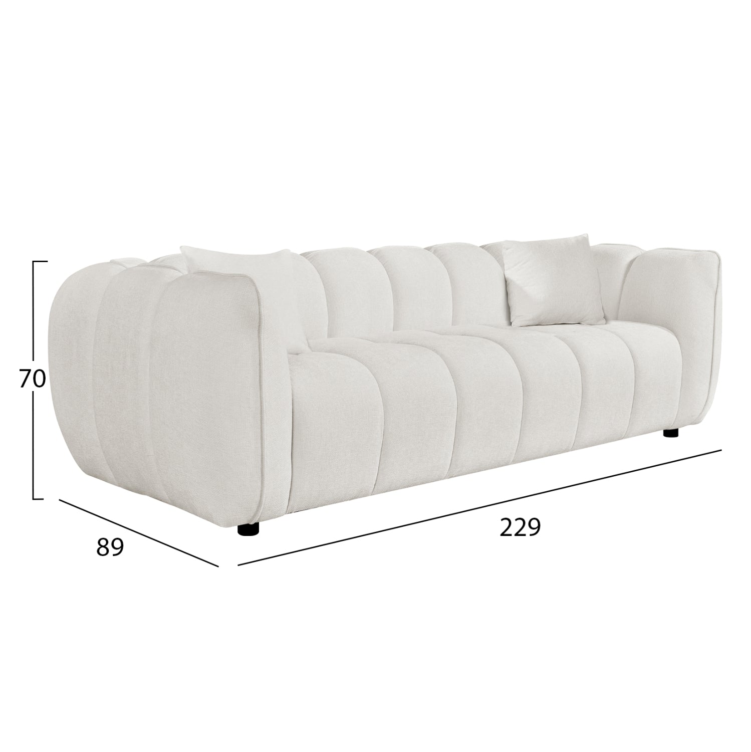 SOFA SET 2-SEATER & 3-SEATER LYKKE HM10812.02 ECRU FABRIC