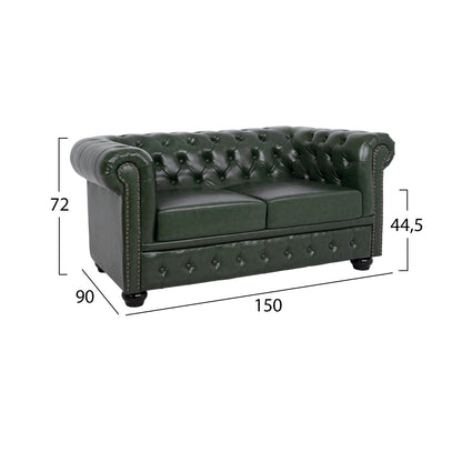 LIVING ROOM SET 3PCS MOBAR HM10912.08 PU LEATHER T.CHESTERFIELD--CYPRESS GREEN
