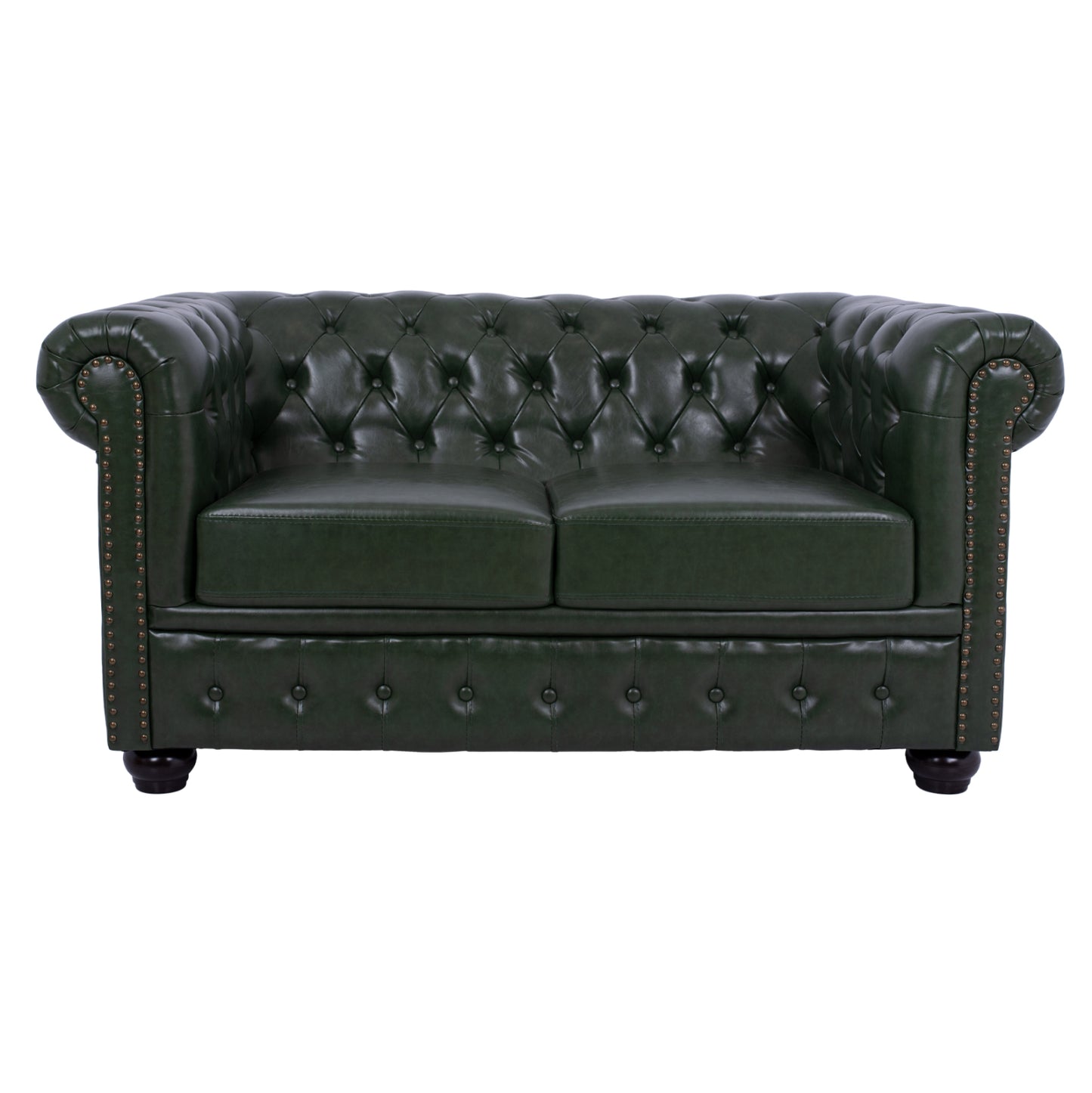 LIVING ROOM SET 3PCS MOBAR HM10912.08 PU LEATHER T.CHESTERFIELD--CYPRESS GREEN