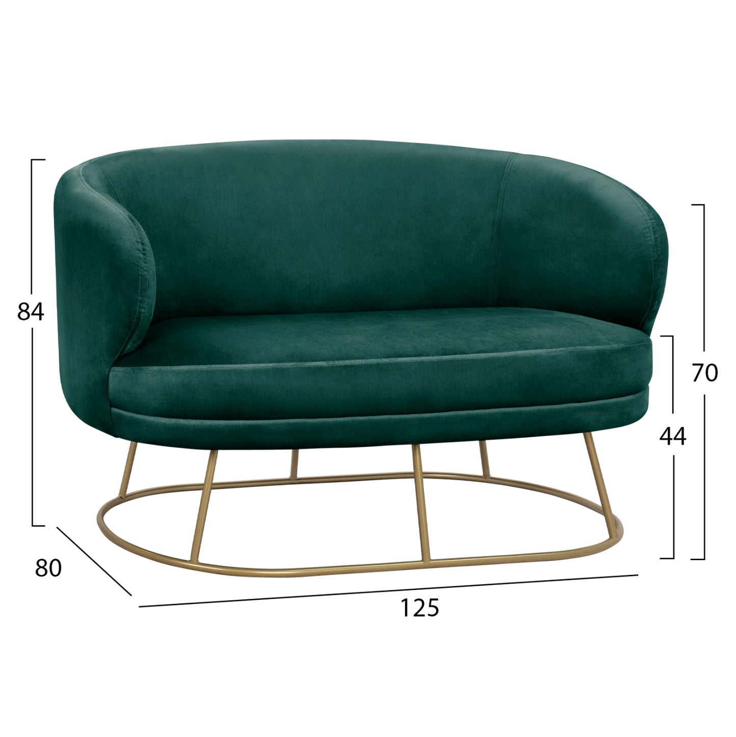 LIVING ROOM 3PCS SET ARIEN HM11051.03 CYPRESS GREEN VELVET-GOLD BASES