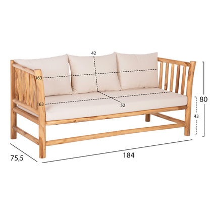 OUTDOOR LOUNGE SET 4PCS EDDARD HM9340 SOLID TEAK NATURAL-WHITE