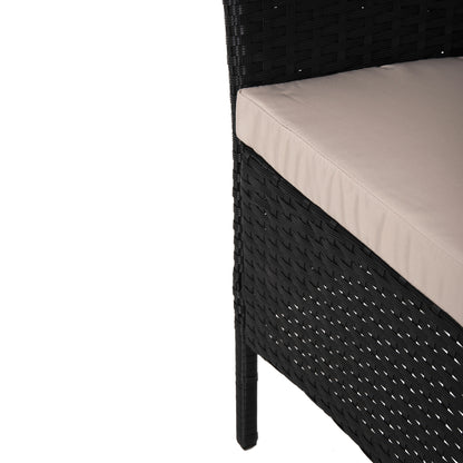 OUTDOOR LOUNGE SET 4PCS STASIA HM6089.01 SYNTHETIC RATTAN IN BLACK-CUSHIONS IN CAPPUCCINO