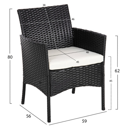 OUTDOOR LOUNGE SET 4PCS STASIA HM6089.04 SYNTHETIC RATTAN IN BLACK-CUSHIONS IN BEIGE