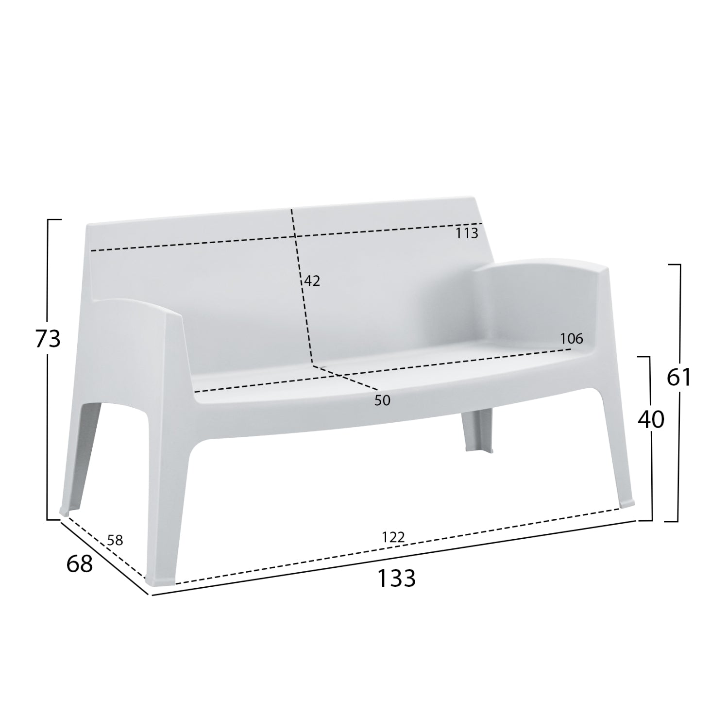LOUNGE SET 4PCS SLEEK HM21268.01 WHITE POLYPROPYLENE