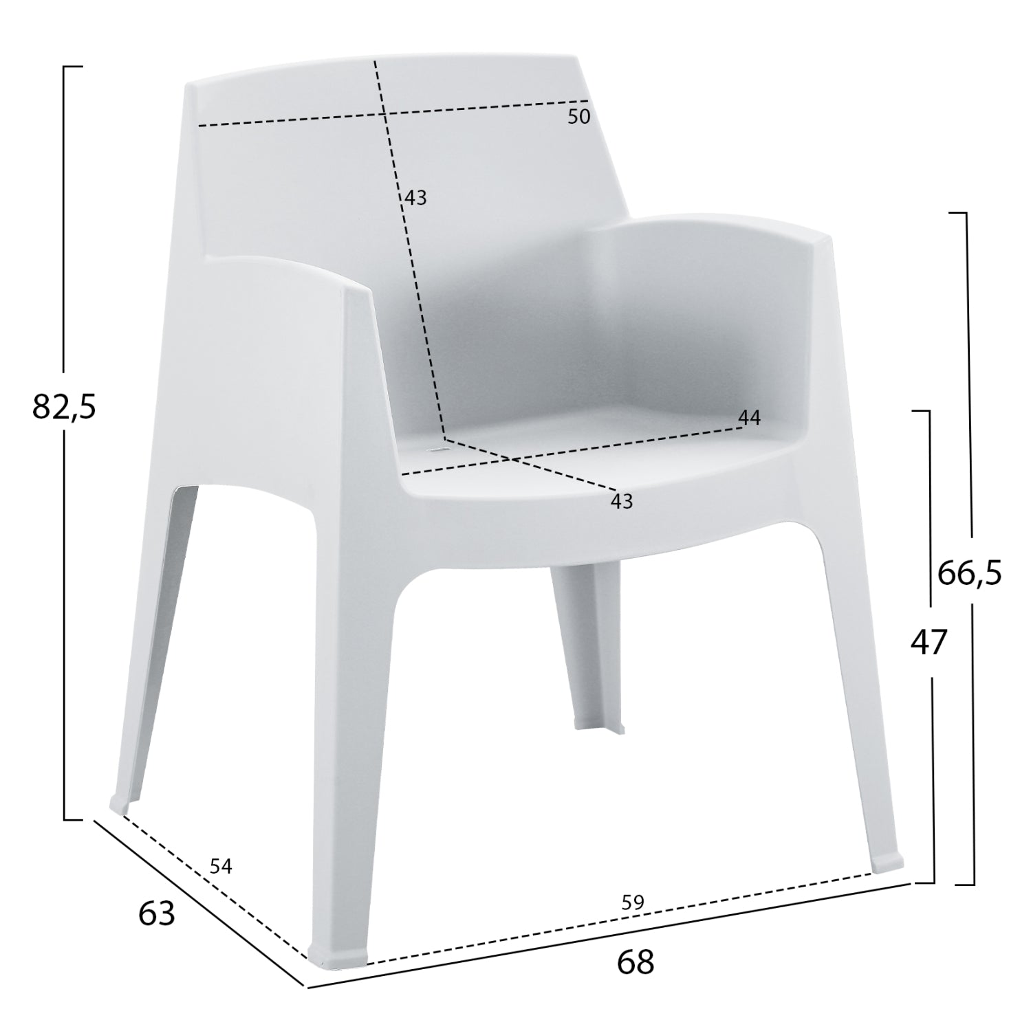 LOUNGE SET 4PCS SLEEK HM21268.01 WHITE POLYPROPYLENE