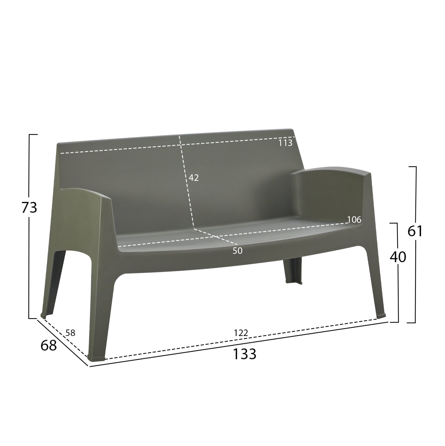 LOUNGE SET 4PCS SLEEK HM21268.05 DARK OLIVE GREEN POLYPROPYLENE