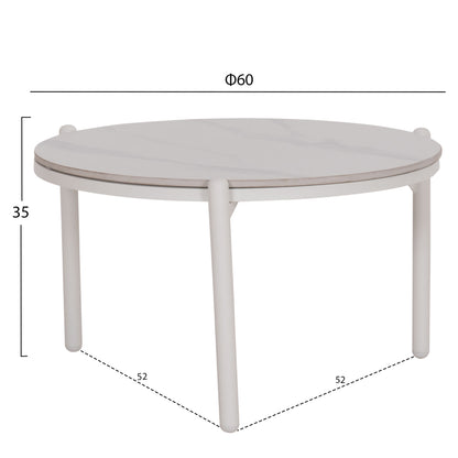 OUTDOOR LOUNGE SET 5PCS MEMFIS HM6470.03 ALUMINUM-ROPE-CERAMIC TOP--WHITE