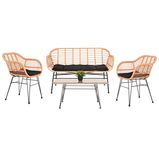 ΣΕΤ ΣΑΛΟΝΙ ΕΞΩΤΕΡΙΚΟΥ ΧΩΡΟΥ 4ΤΜΧ ALLEGRA HM21052 WICKER-ΜΕΤΑΛΛΟ