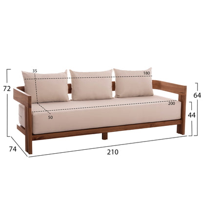 LOUNGE SET KIOTO HM10962 5PCS & 5-SEATS--TEAK WOOD-BEIGE CUSHIONS