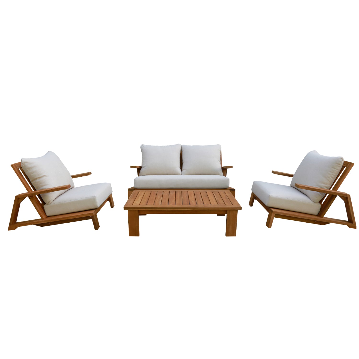 OUTDOOR LOUNGE SET 4PCS MIREX HM6521 ACACIA WOOD--POLYESTER CUSHIONS COVERS IN ECRU