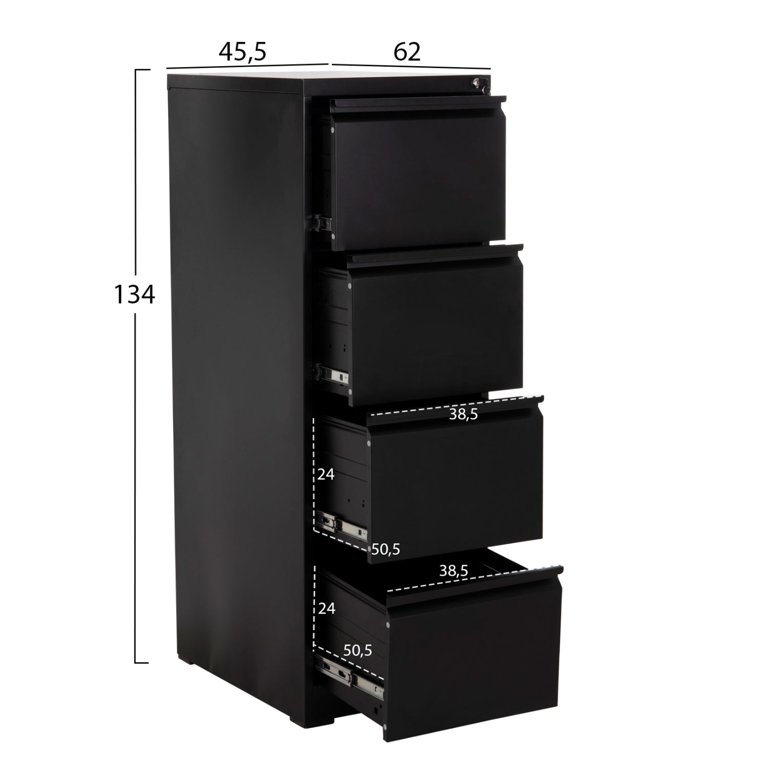 SET 2PCS OFFICE FILING CABINETS SIDER HM10995.01 BLACK METAL