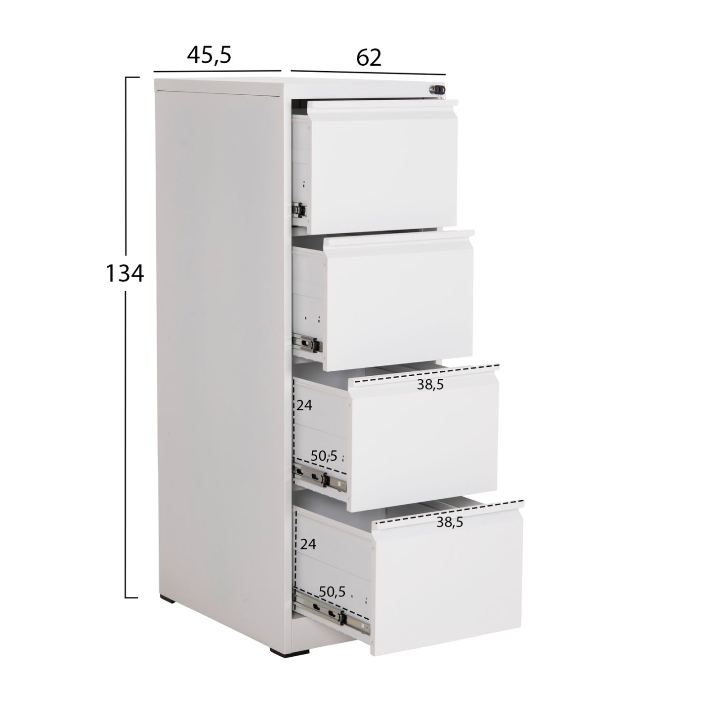 SET 2PCS OFFICE FILING CABINETS SIDER HM10995.02 WHITE METAL
