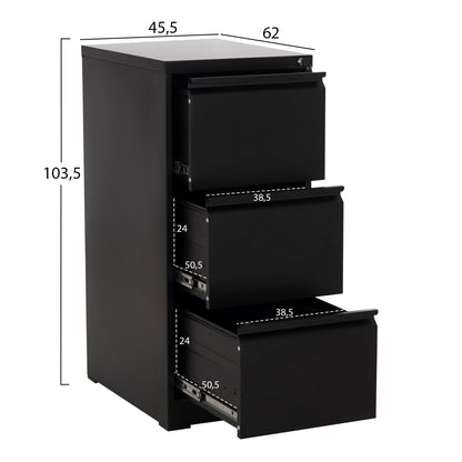 SET 2PCS OFFICE FILING CABINETS SIDER HM10995.01 BLACK METAL