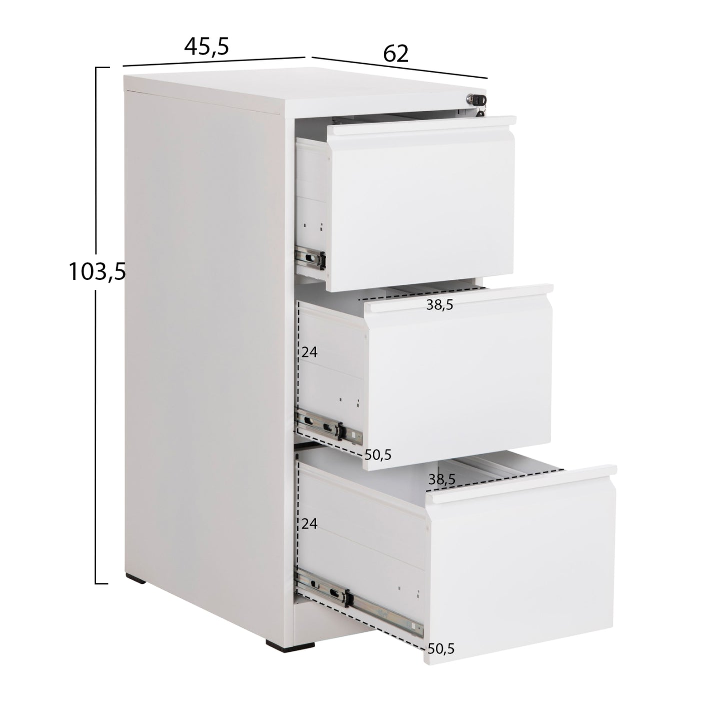 SET 2PCS OFFICE FILING CABINETS SIDER HM10995.02 WHITE METAL