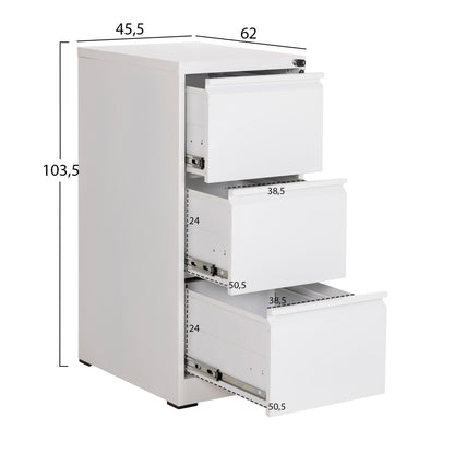 SET 2PCS OFFICE FILING CABINETS SIDER HM10995.02 WHITE METAL