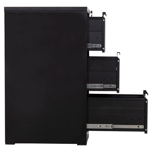 SET 2PCS OFFICE FILING CABINETS SIDER HM10995.01 BLACK METAL