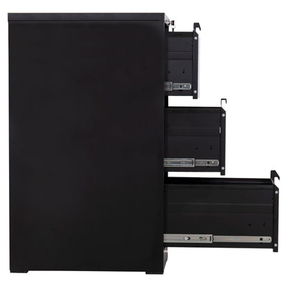 SET 2PCS OFFICE FILING CABINETS SIDER HM10995.01 BLACK METAL