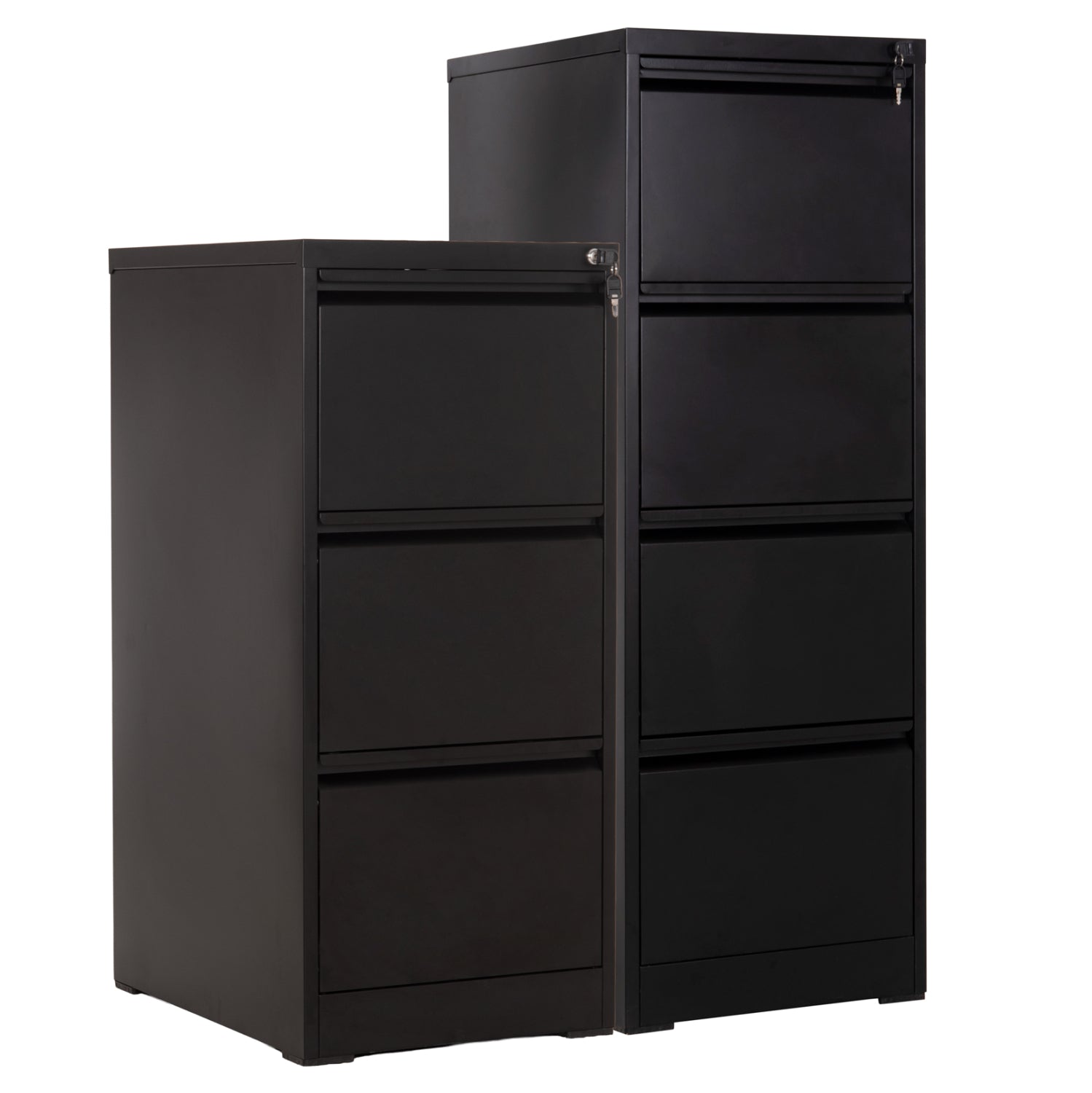 SET 2PCS OFFICE FILING CABINETS SIDER HM10995.01 BLACK METAL
