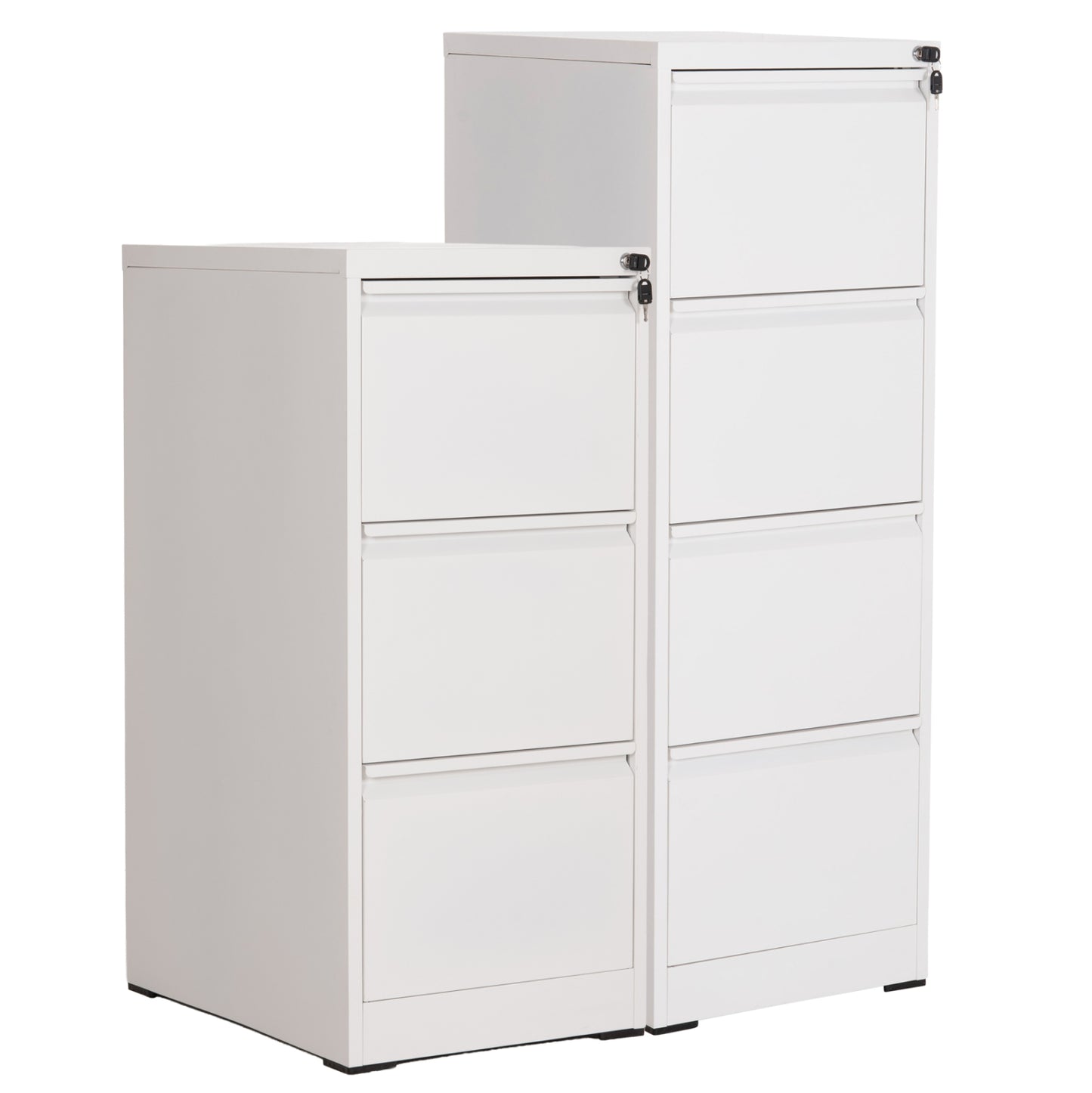 SET 2PCS OFFICE FILING CABINETS SIDER HM10995.02 WHITE METAL