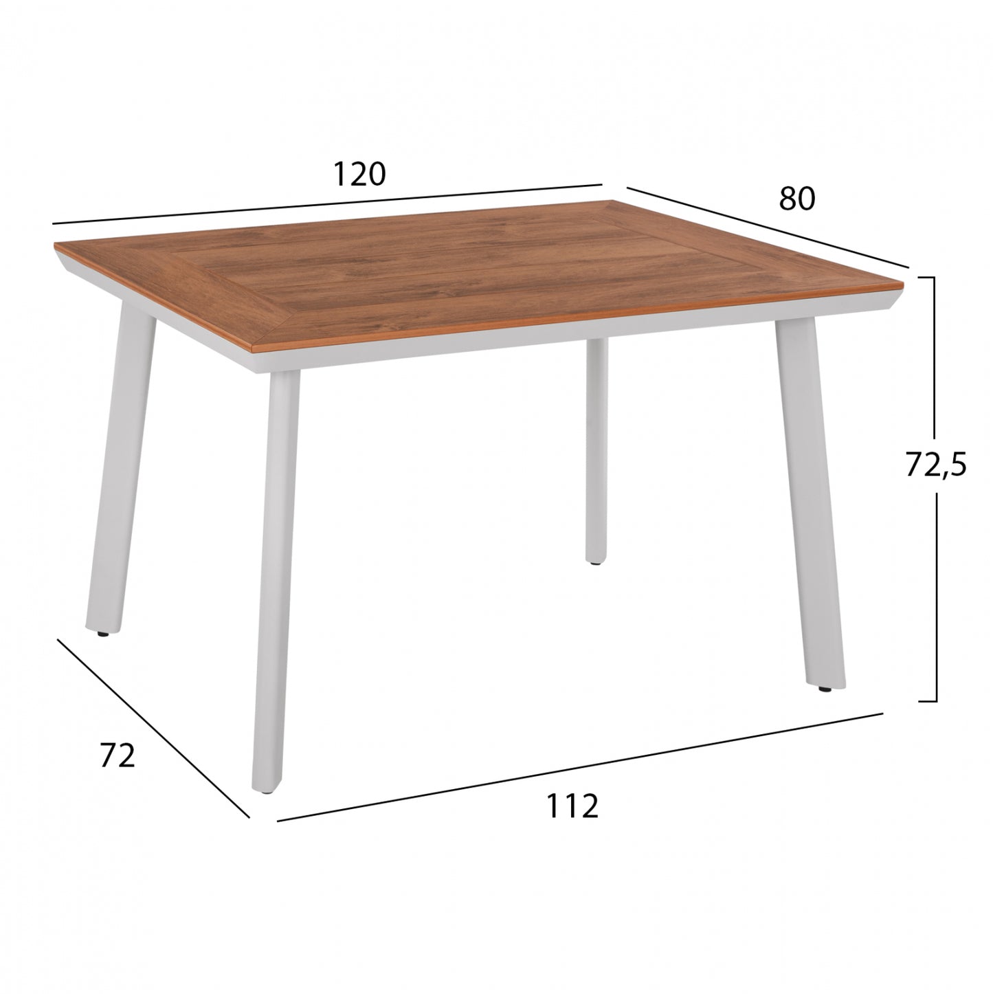 DINNING SET 5PCS WITH POLYWOOD TABLE 120X80 & WHITE ARMCHAIR HM11428