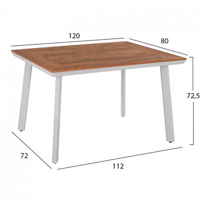 DINNING SET 5PCS WITH POLYWOOD TABLE 120X80 & WHITE ARMCHAIR HM11428