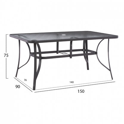 DINING SET 7PCS TABLE 150X90 WITH ARMCHAIRS GRAY HM11475