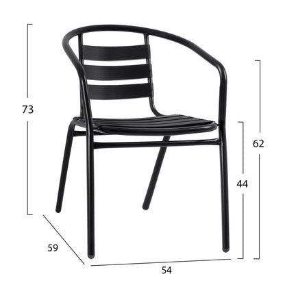 OUTDOOR DINING SET 3PCS LAURA ΗΜ10467.03 METAL & ALUM. CHAIRS & TABLE Φ60cm BLACK
