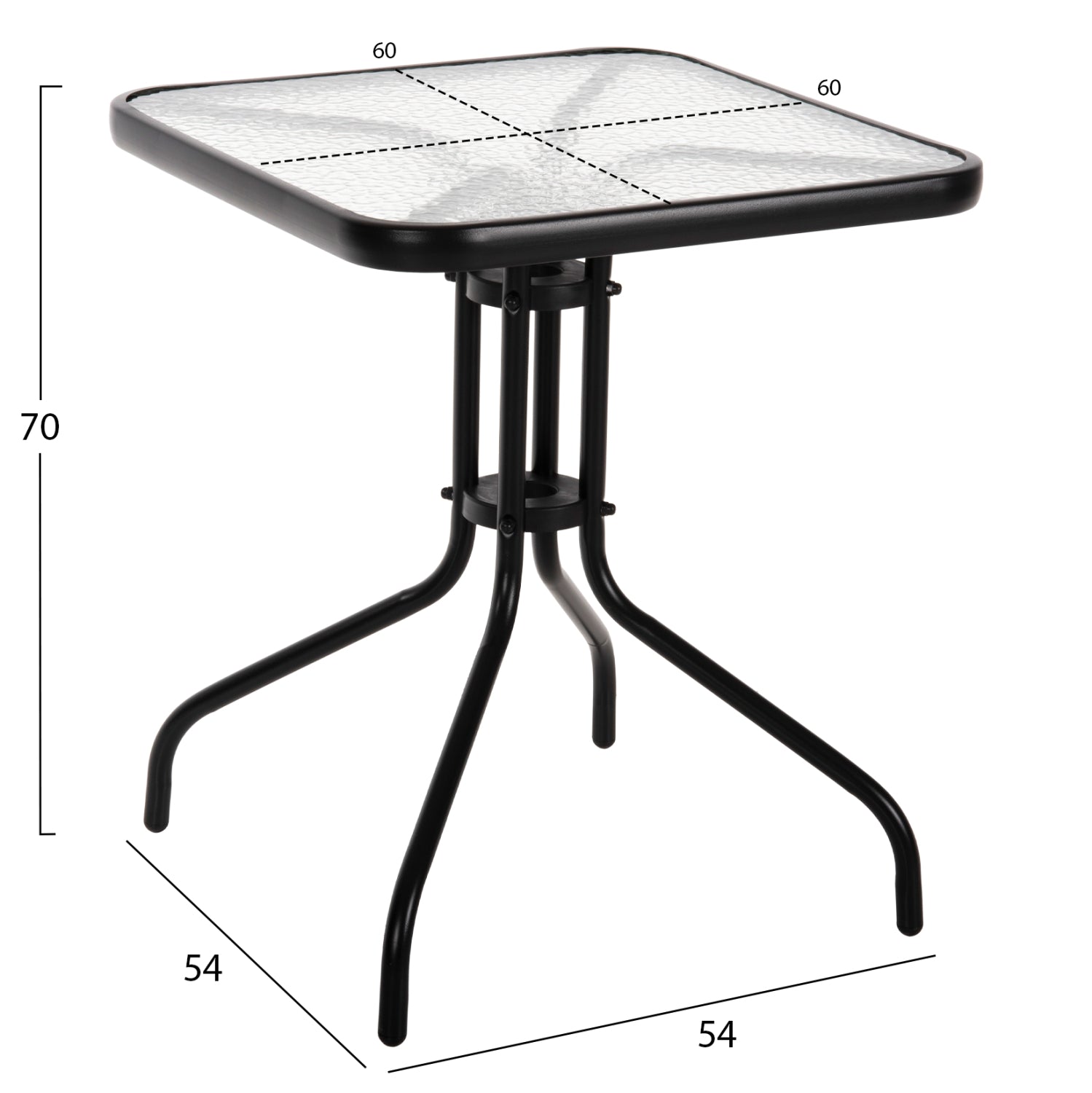 OUTDOOR DINING SET 3PCS LAURA HM10468.03 METAL & ALUM. CHAIRS & TABLE--BLACK