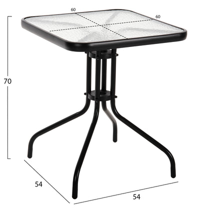 OUTDOOR DINING SET 3PCS LAURA HM10468.03 METAL & ALUM. CHAIRS & TABLE--BLACK