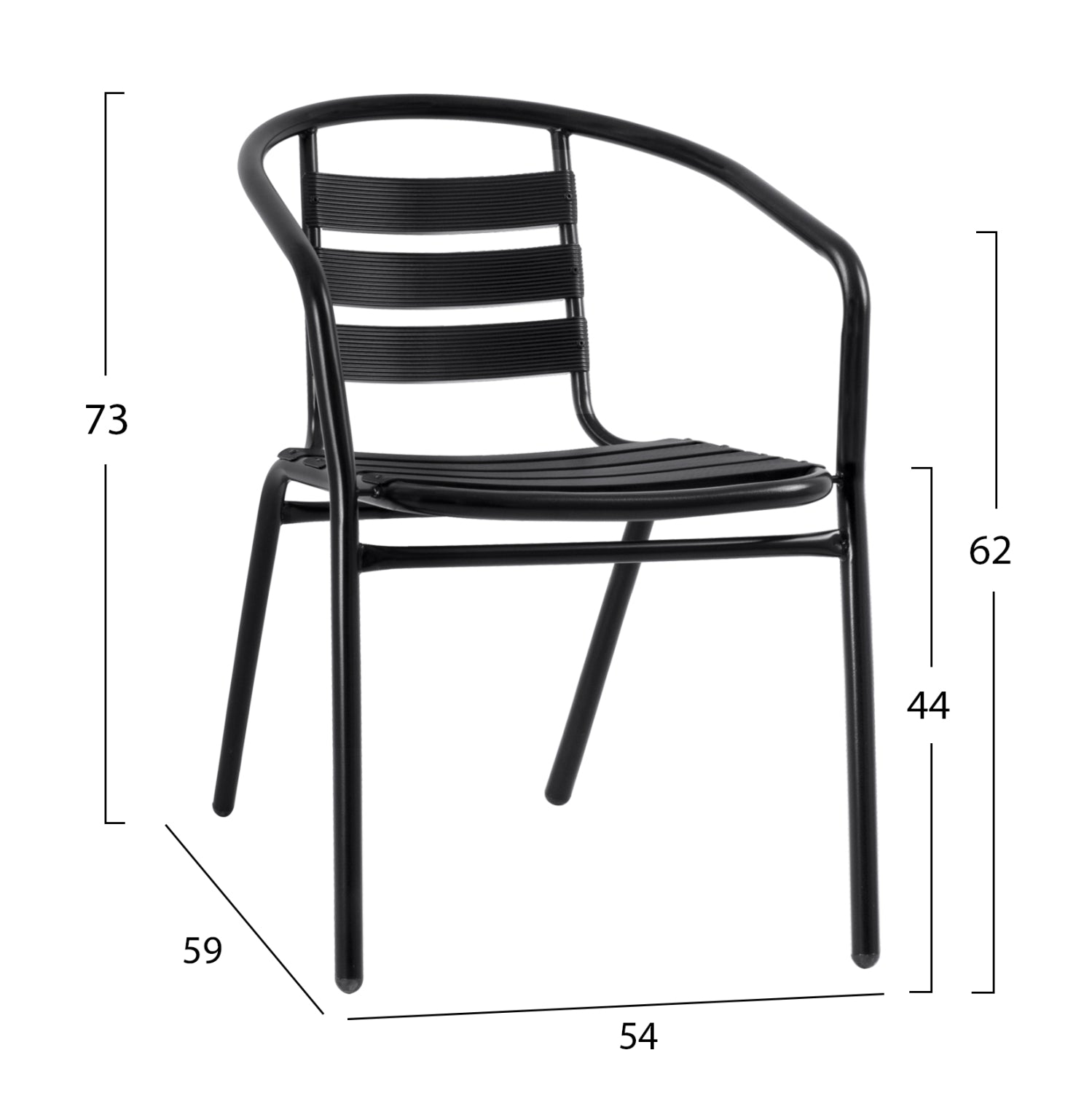 OUTDOOR DINING SET 3PCS LAURA HM10468.03 METAL & ALUM. CHAIRS & TABLE--BLACK