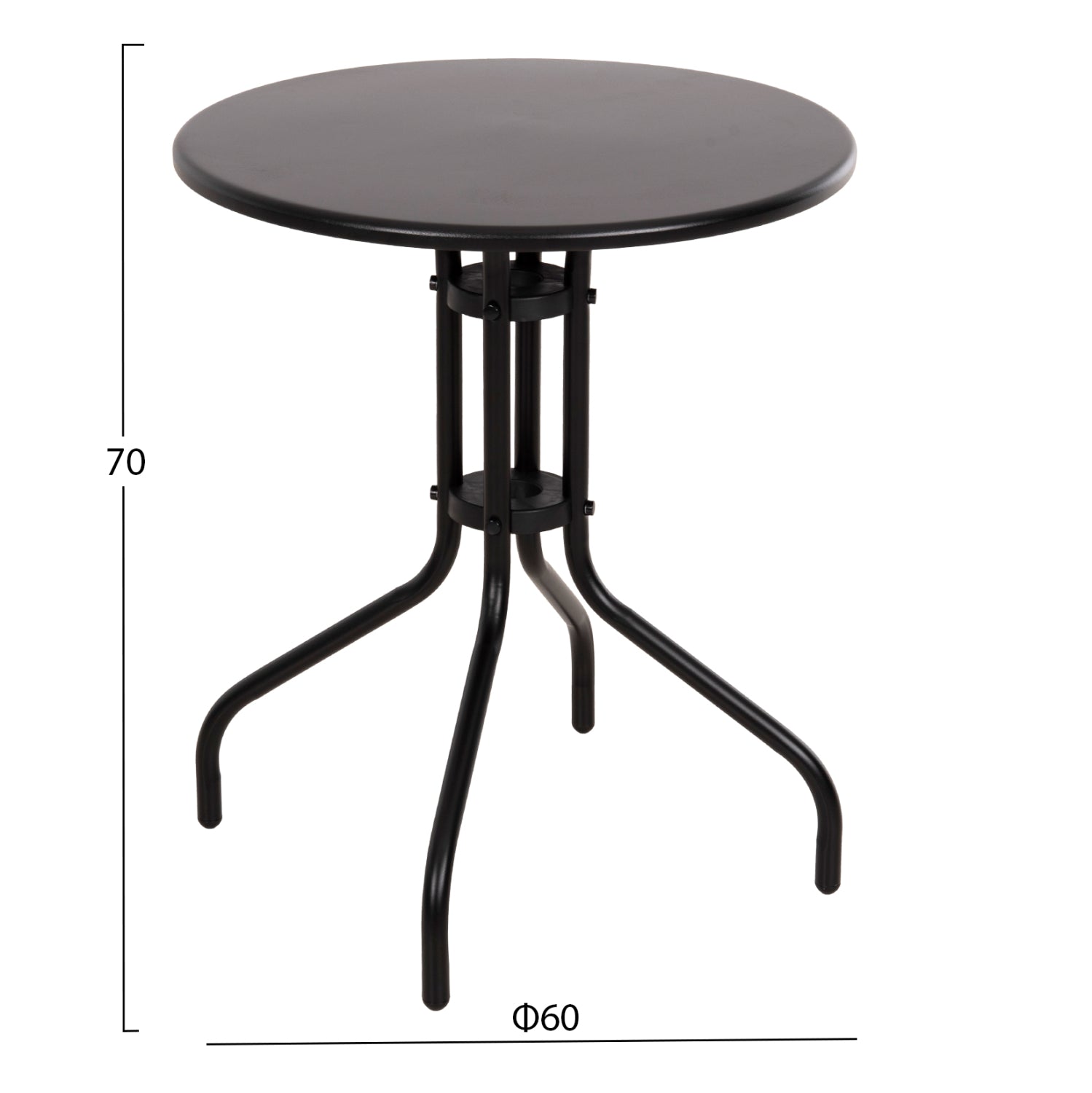OUTDOOR DINING SET 3PCS LINO HM10728.03-- 2 METAL CHAIRS--ROUND TABLE Φ60cm BLACK