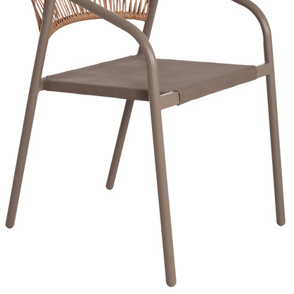 OUTDOOR DINING SET 3PCS LINO HM10728.04-- 2 METAL CHAIRS--ROUND TABLE Φ60cm CHAMPAGNE