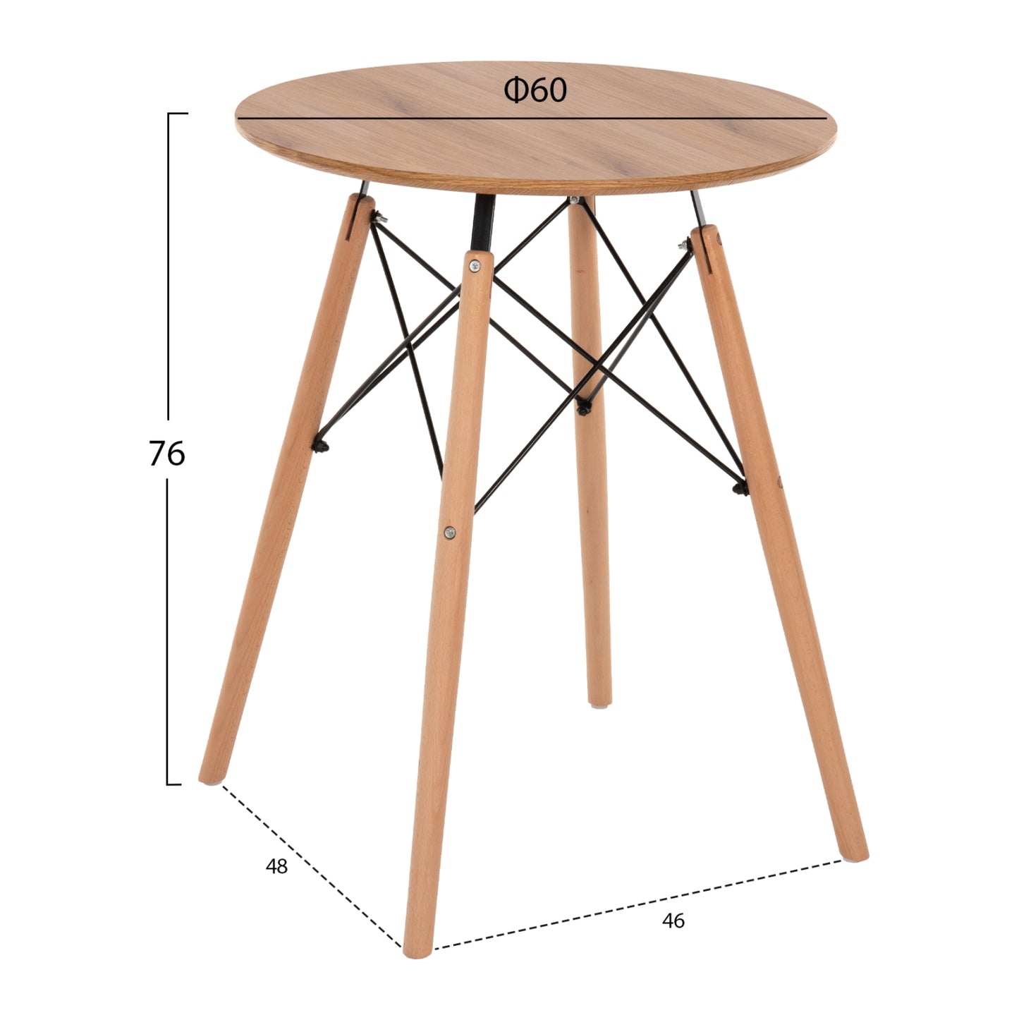 DINING SET 3PCS TWIST HM21370 ROUND TABLE Φ60 & 2 DINING CHAIRS IN CAPPUCCINO COLOR