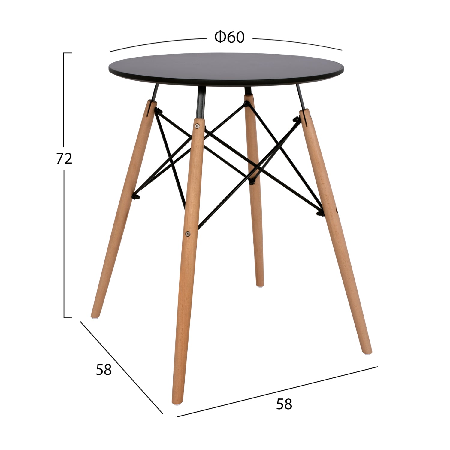 DINING SET 3PCS TWIST HM21371 ROUND TABLE Φ60 & 2 DINING CHAIRS IN BLACK COLOR