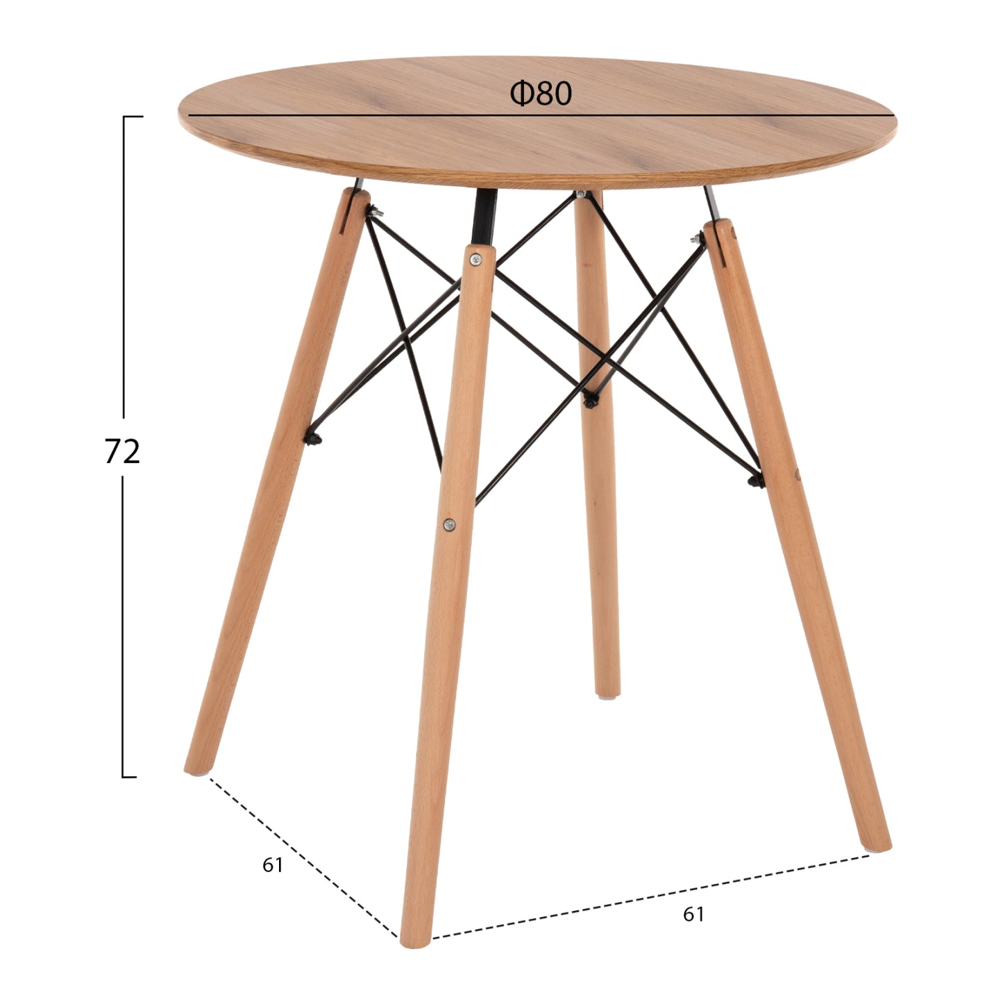 DINING SET 3PCS TWIST HM21374 ROUND TABLE Φ80 & 2 DINING CHAIRS IN CAPPUCCINO COLOR