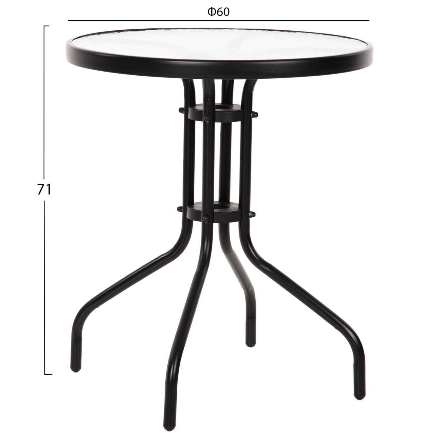 OUTDOOR DINING SET 3PCS LEON HM5181.03 METAL CHAIRS & TABLE Φ60cm BLACK