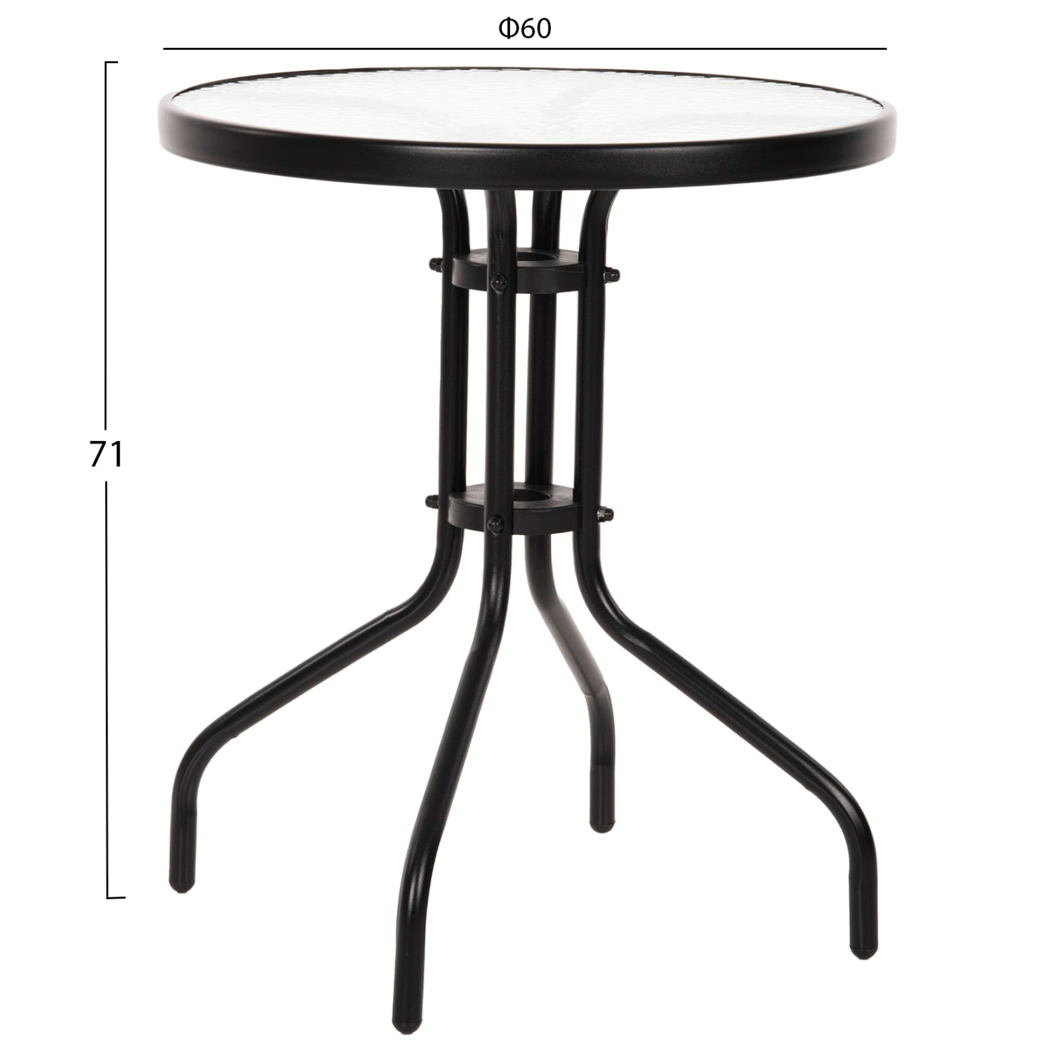 OUTDOOR DINING SET 3PCS LEON HM5181.03 METAL CHAIRS & TABLE Φ60cm BLACK