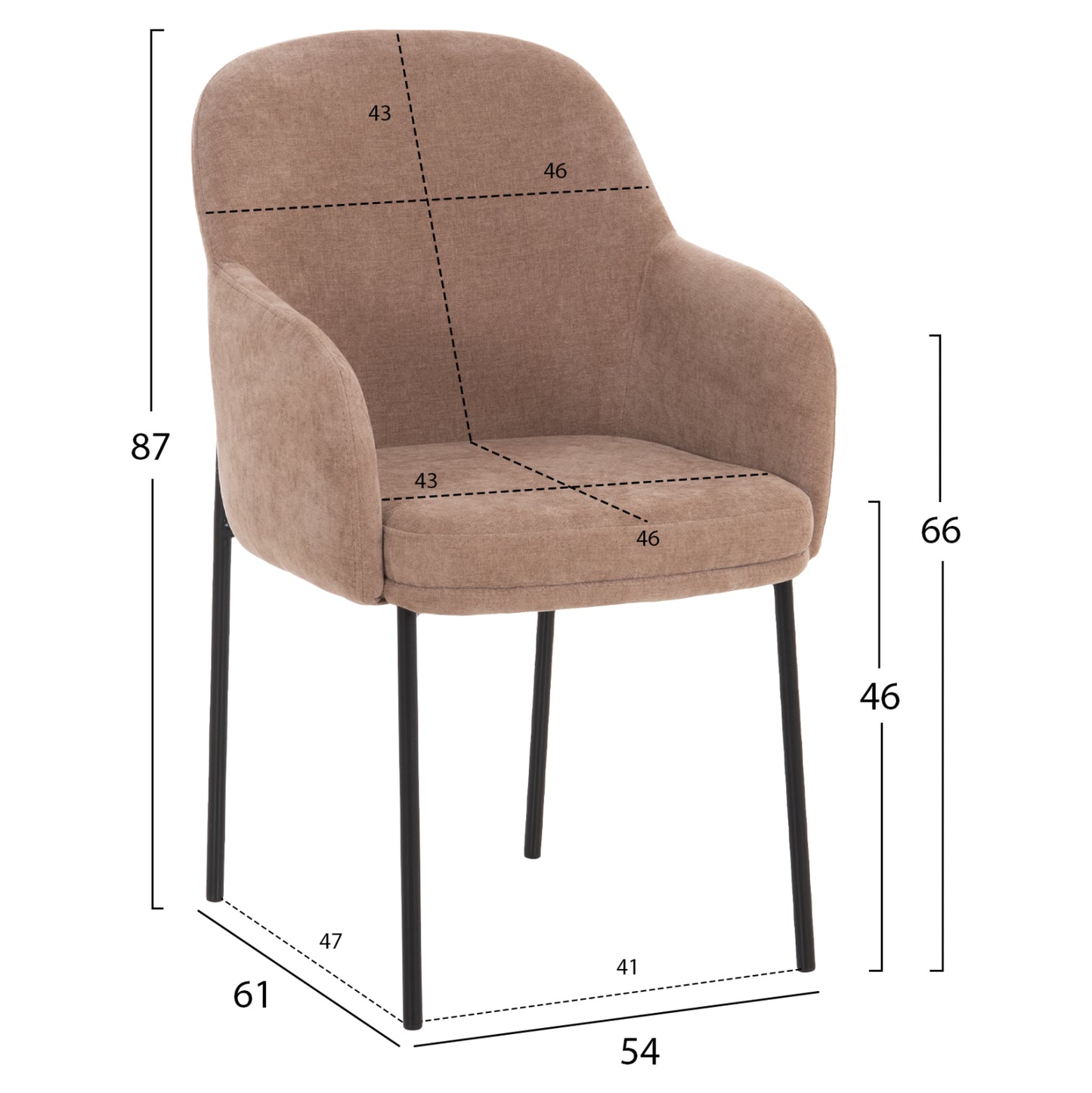DINING SET 5PCS EXTENDABLE VERLO HM12106.03 MDF--FABRIC IN TAUPE