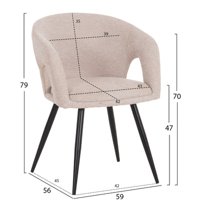DINING SET 5PCS EXTENDABLE CORNEL HM12105.02 MDF--FABRIC IN BEIGE