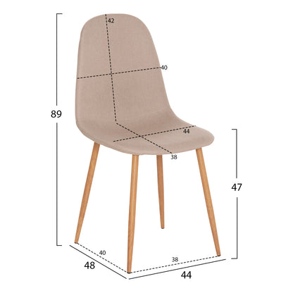 DINING SET 5PCS JAFARU HM10885.12 ROUND TABLE Φ90 & 4 DINING CHAIRS--BEIGE