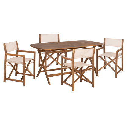 OUTDOOR DINING SET 5PCS SOUL HM10987.04 ACACIA WOOD--BEIGE TEXTILENE