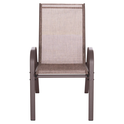 OUTDOOR 5-PCS DINING SET LEOFER HM21009 DINING TABLE & 4 ARMCHAIRS--BROWN