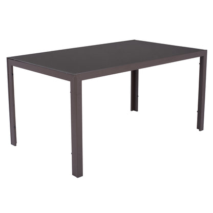 OUTDOOR 5-PCS DINING SET LEOFER HM21009 DINING TABLE & 4 ARMCHAIRS--BROWN